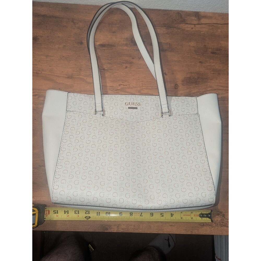 Guess White Shoulder Bag 16 Inches Wide